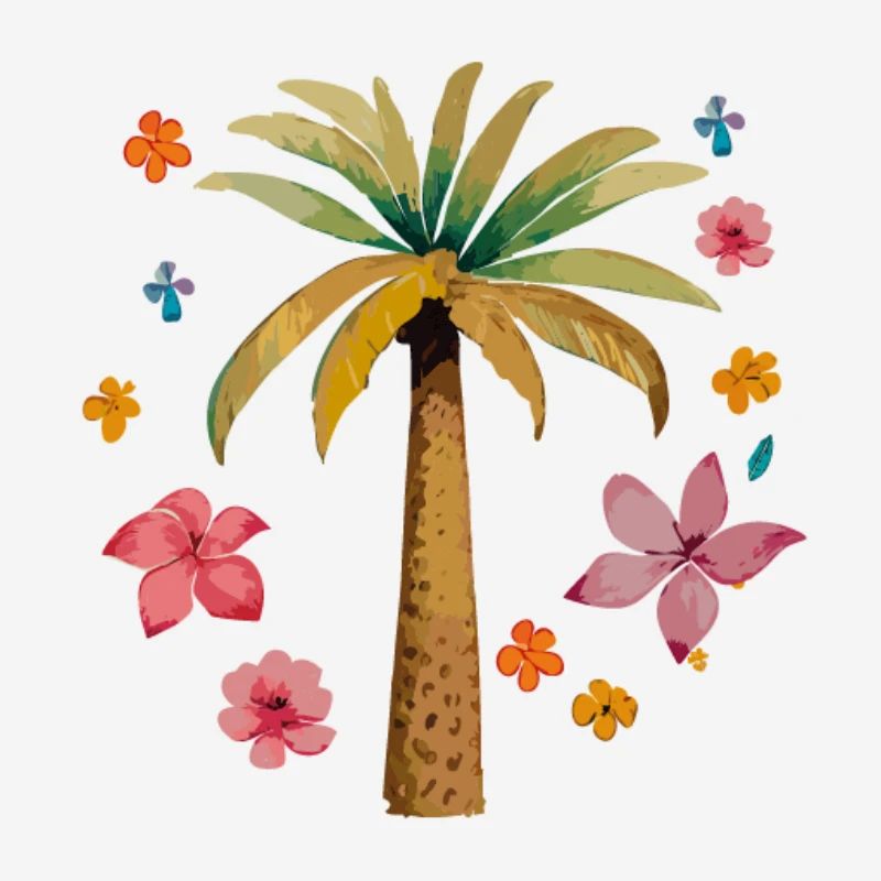 Palm tree and flower