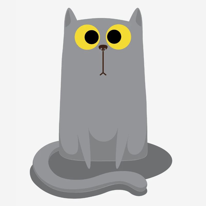 Chat gris assis