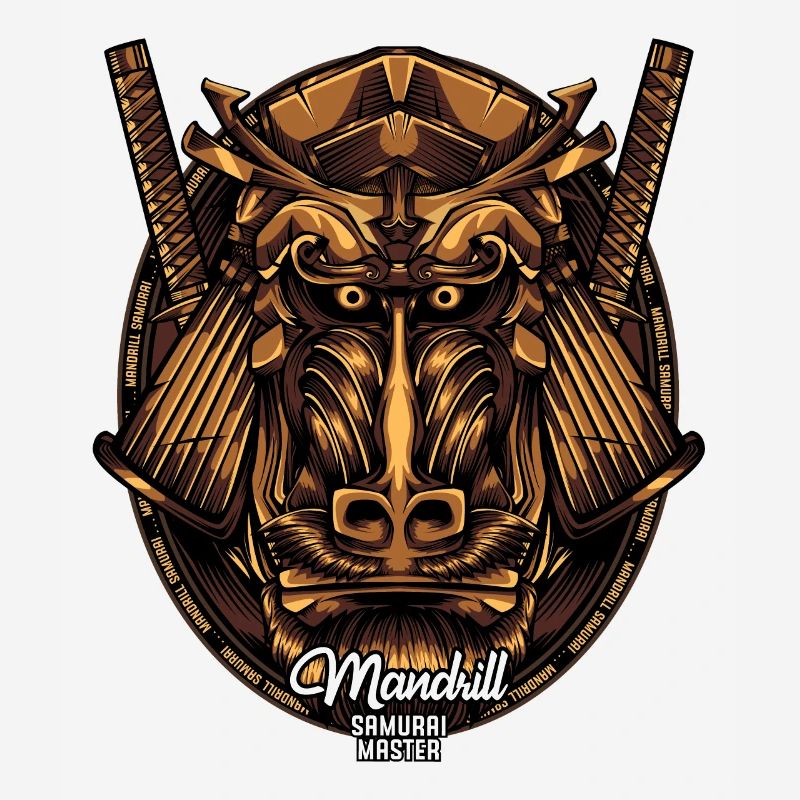 Mandrill Samurai Singe Faune Cadeau Créatif