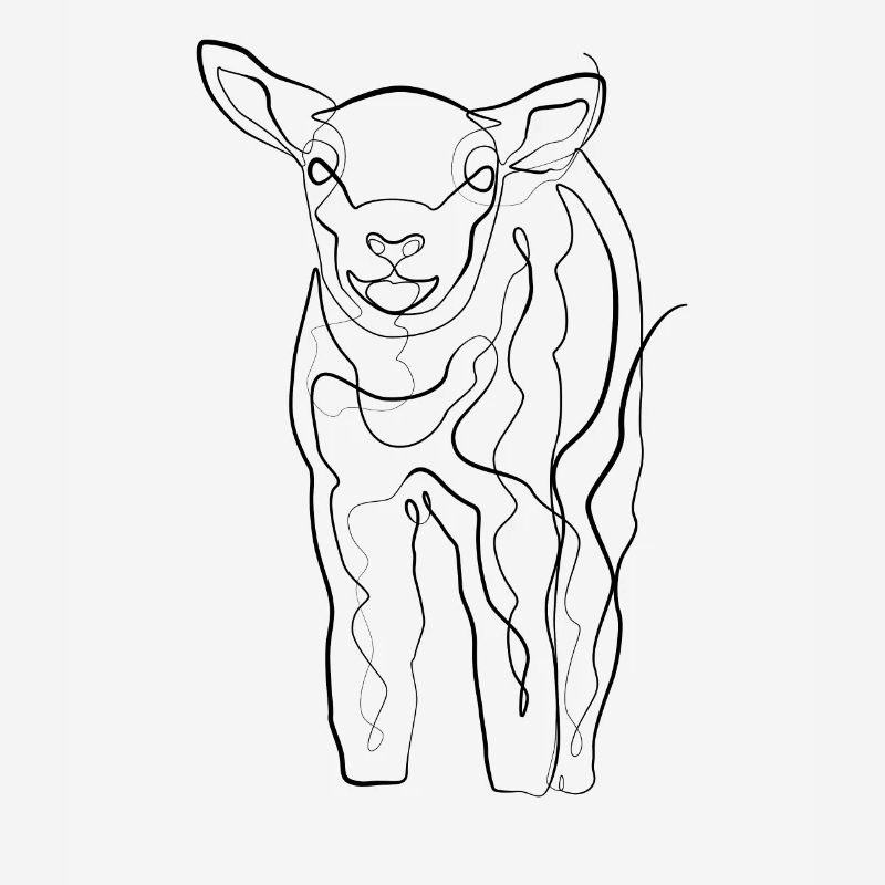 Lamb Shepherd - one line drawing