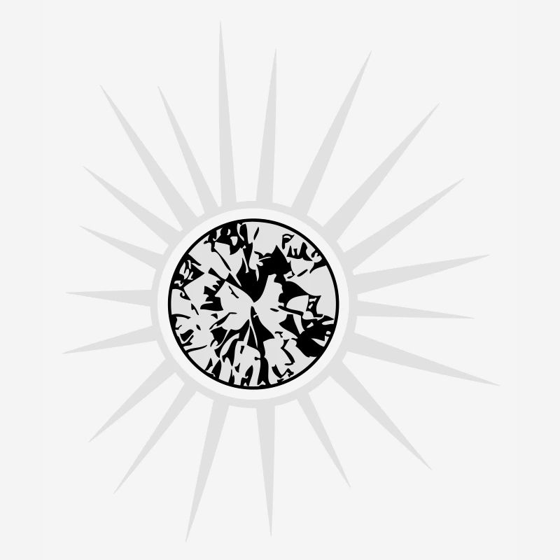 White sun with diamond.
