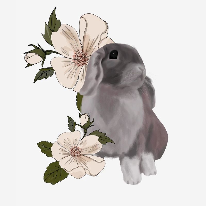 Lapin et fleur
