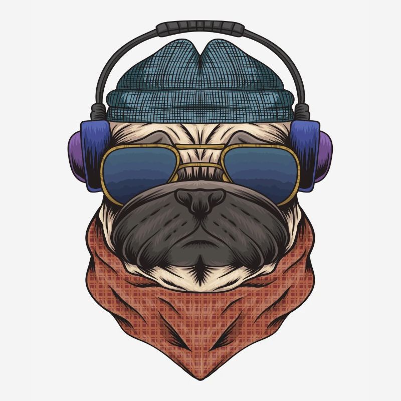 Cooler Mops DJ mit Kopfhörergeschenk für DJs oder Mops