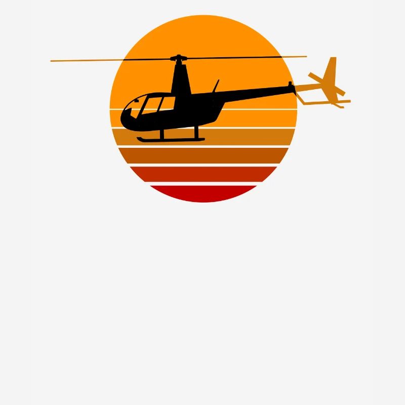 Hélicoptère R44 devant un soleil d'époque
