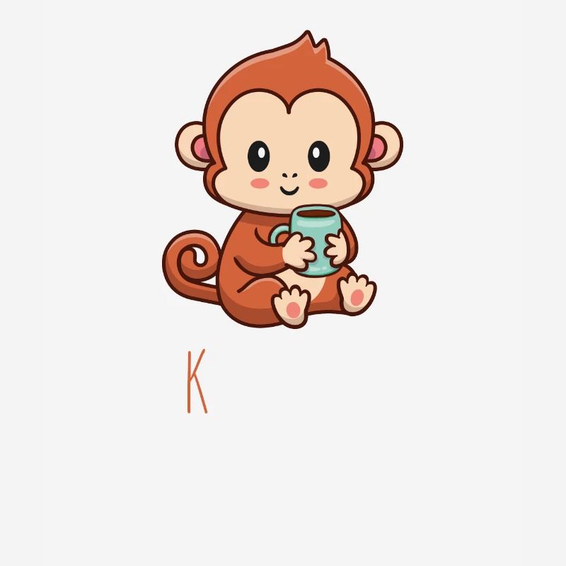 Käffchen Äffchen mit Tasse Kaffee Kaffeetrinker