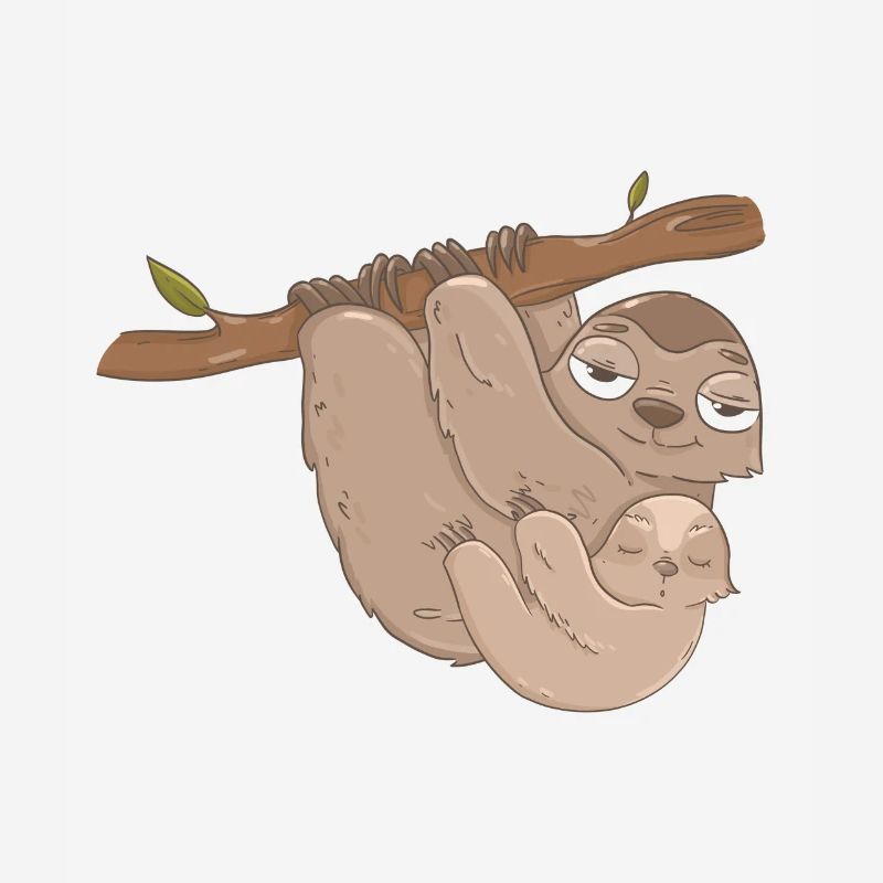 Faultier Mutter Mit Kind oder Geschwister Baby