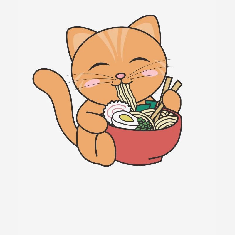Ramen Cute Cat Eats Ramen Anime Cat