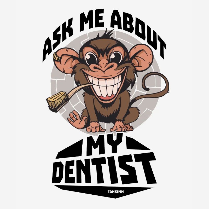 Monkey with toothbrush dentist funny saying