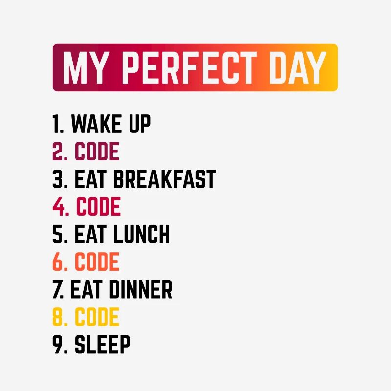 My Perfect Day Wake Up Code Software Developer Pro