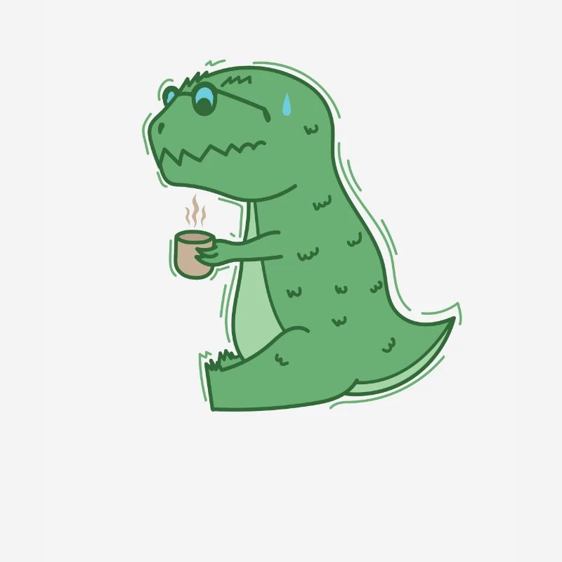 Dino drinks coffee dinosaur reptile