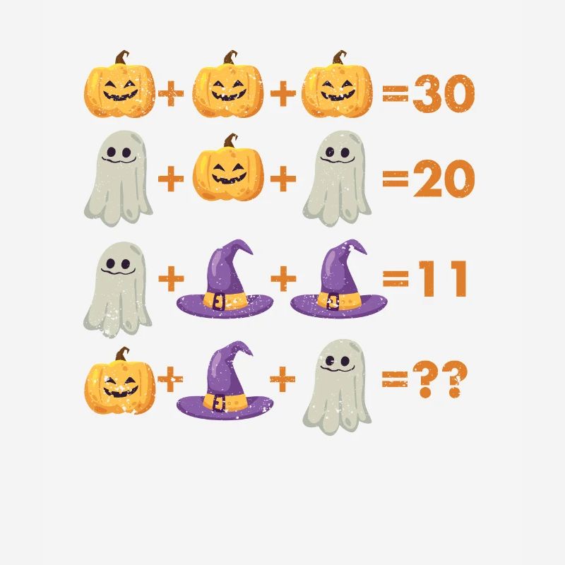 Math Equation Pumpkin Ghost Witch Bat