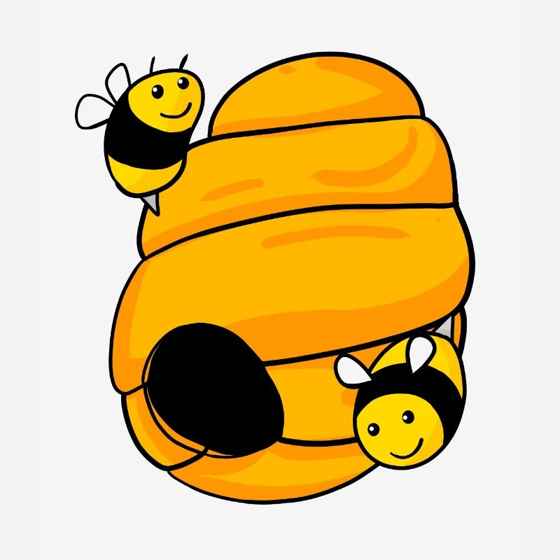 Bee nest with cute bees