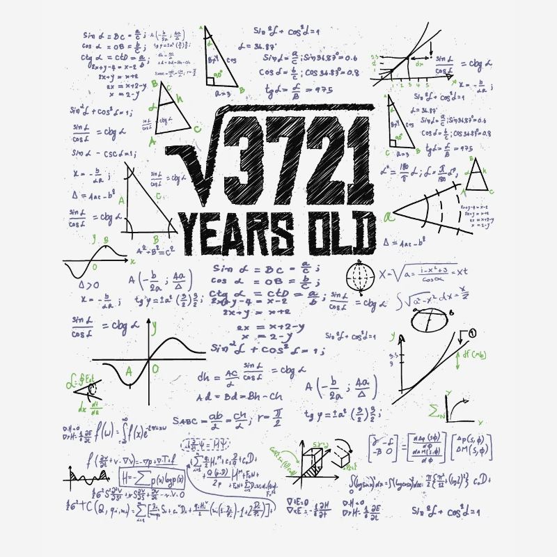 Square Root of 3721 Math Nerd 61st Birthday
