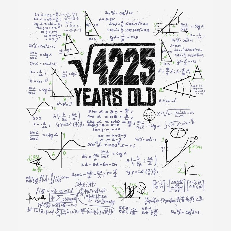Square Root of 4225 Math Nerd 65th Birthday