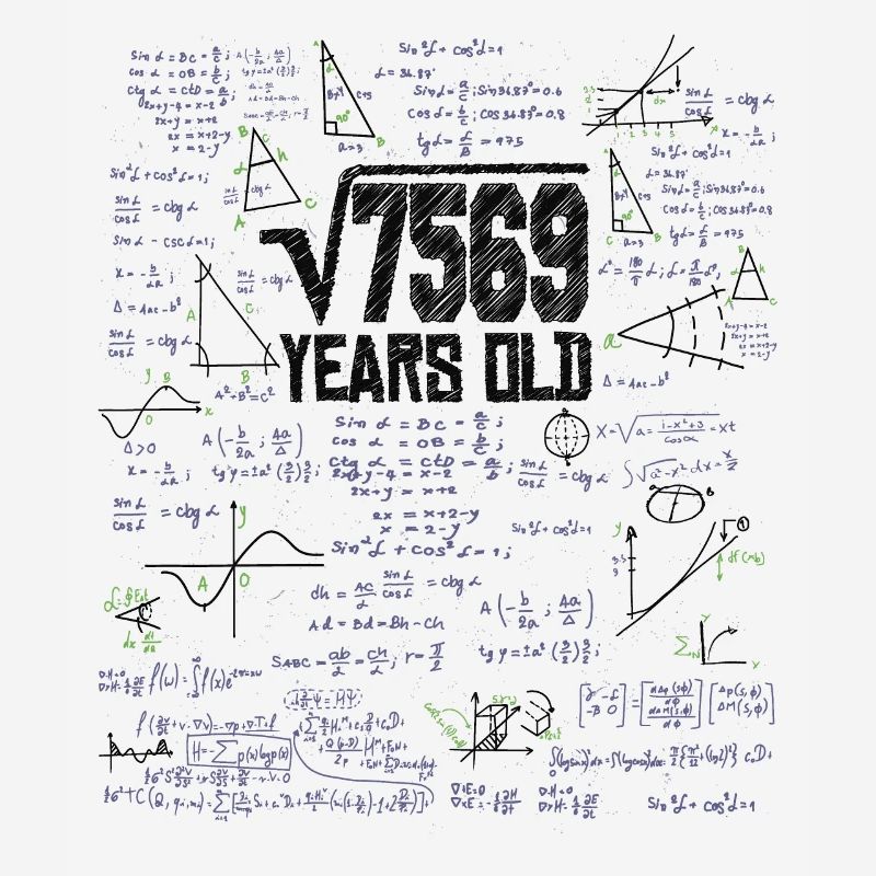 Square Root of 7569 Math Nerd 87th Birthday