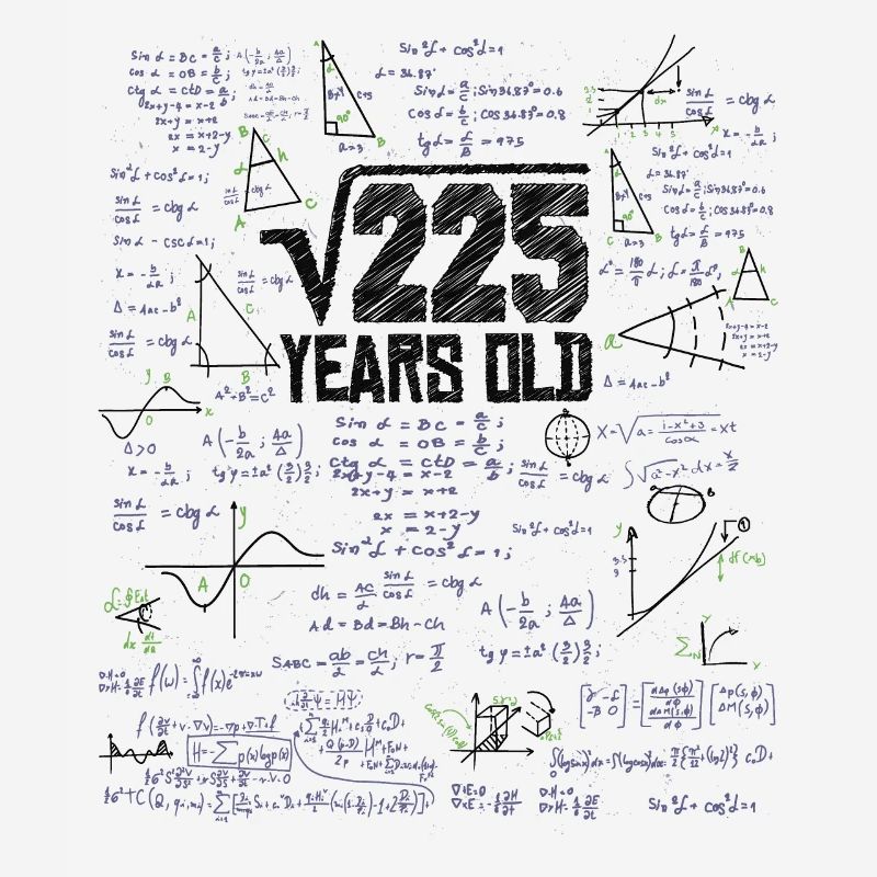 Square Root of 225 Math Nerd 15th Birthday
