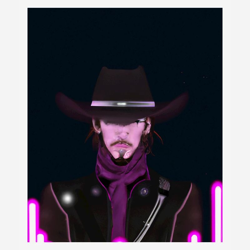 Goth Synthwave Outrun Goth Cowboy