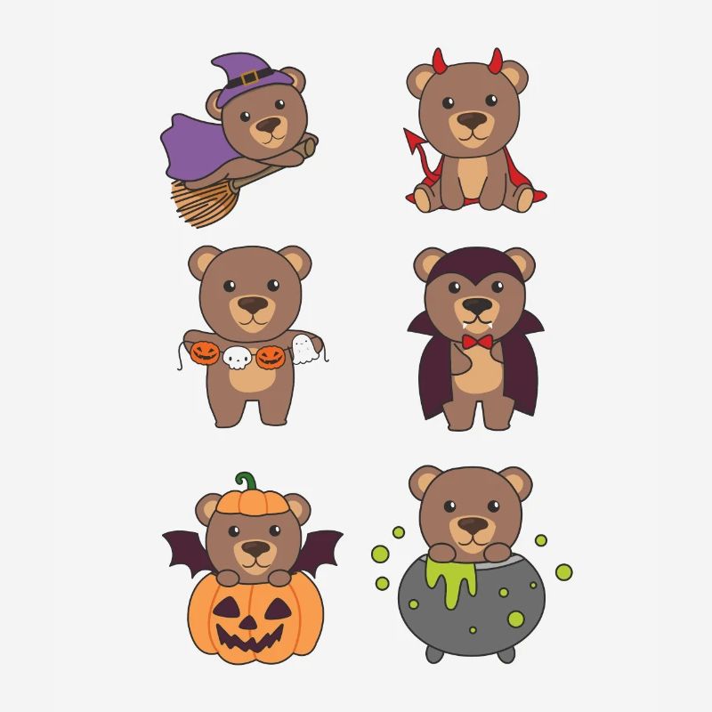 Bear Halloween Witch Devil Pumpkin Vampire Costume