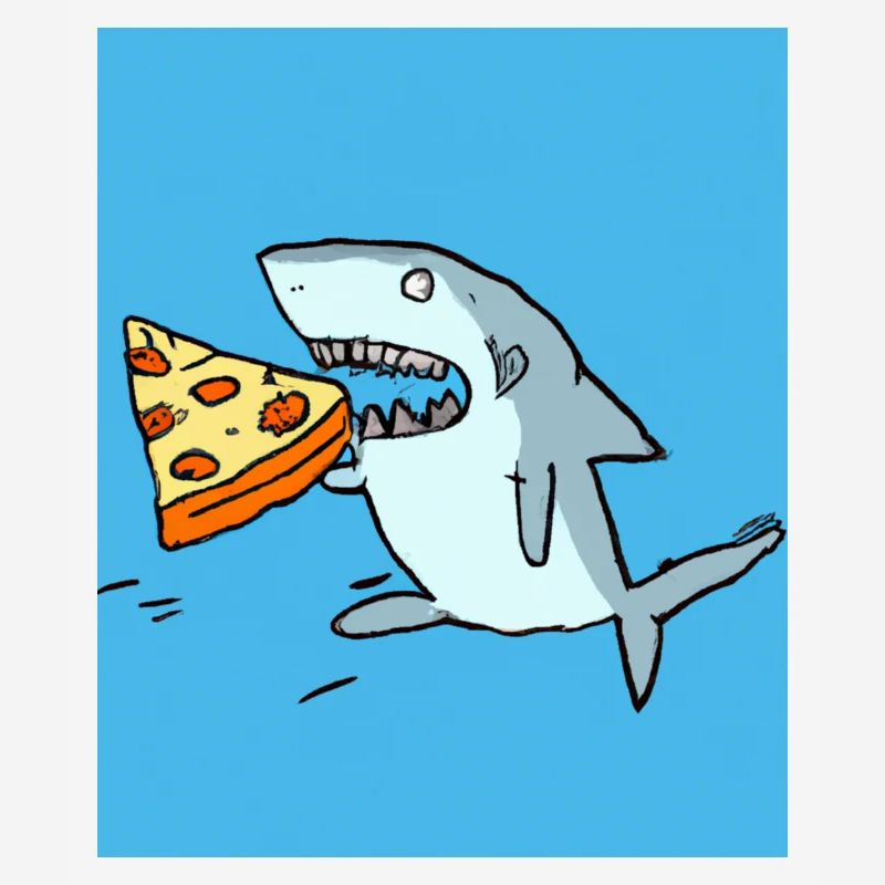 Great white shark Shark eats pizza
