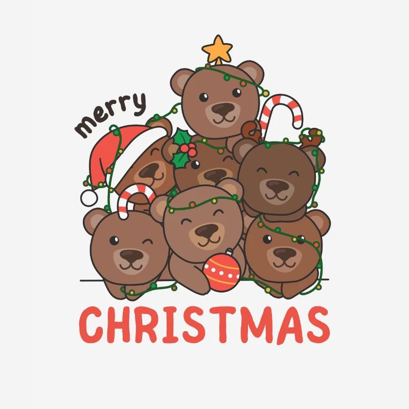 Bear Christmas Tree Merry Christmas