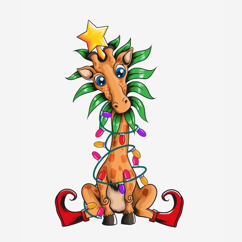 Giraffe Weihnachtsbaum Lichterkette Elfenschuhe