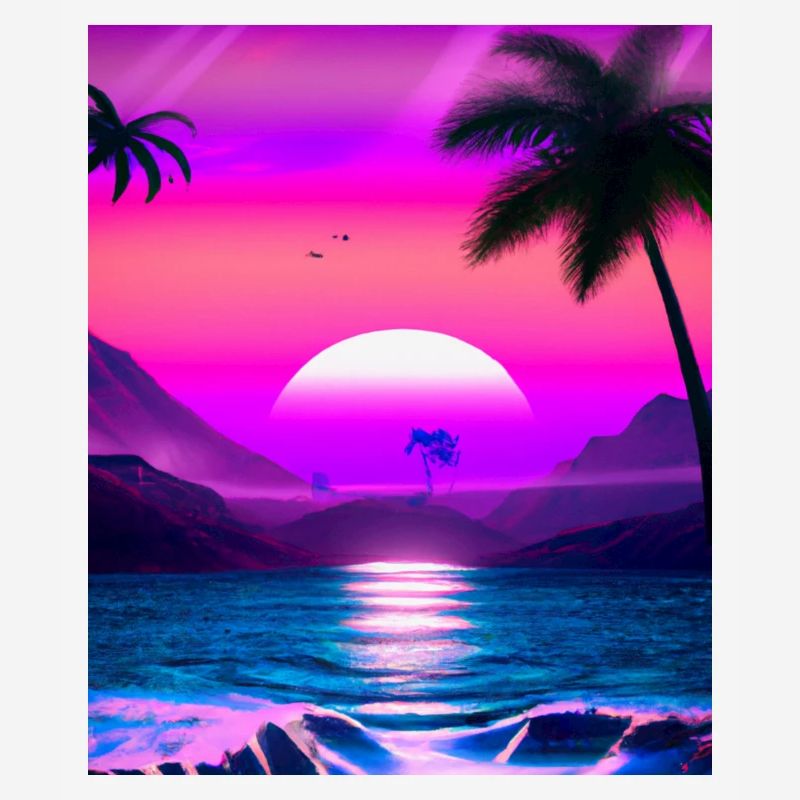 Synthwave Sun Hawaii Vaporwave Esthétique