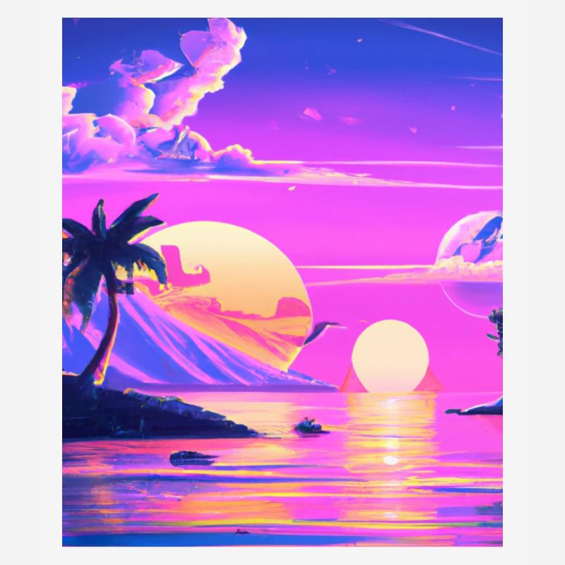 Synthwave Sun Hawaii Vaporwave Esthétique