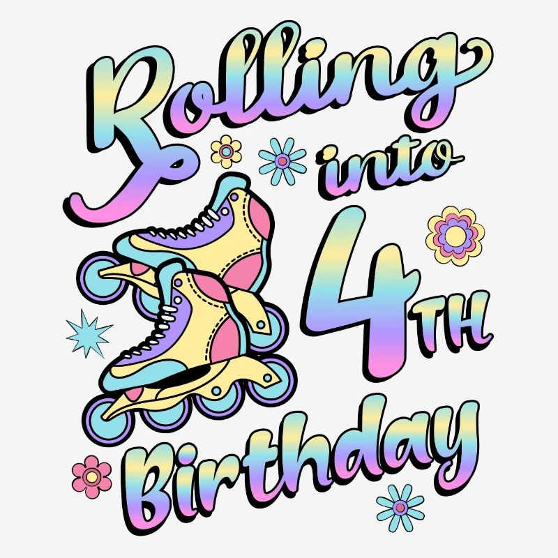 Rolling Into 4th Birthday Roller Skater Inline