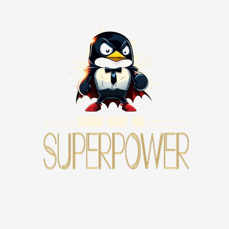 Linux Tux with Sudo Superpower Super-Penguin