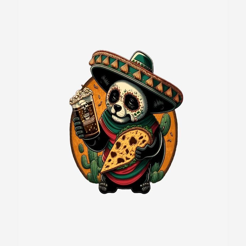 Panda mignon mangeant des tacos Panda mexicain Taco ours