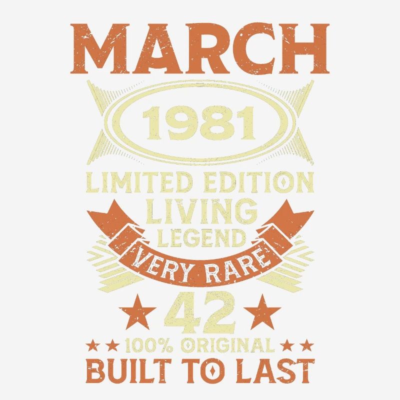 42nd birthday March Born in 1981 Gift idea
