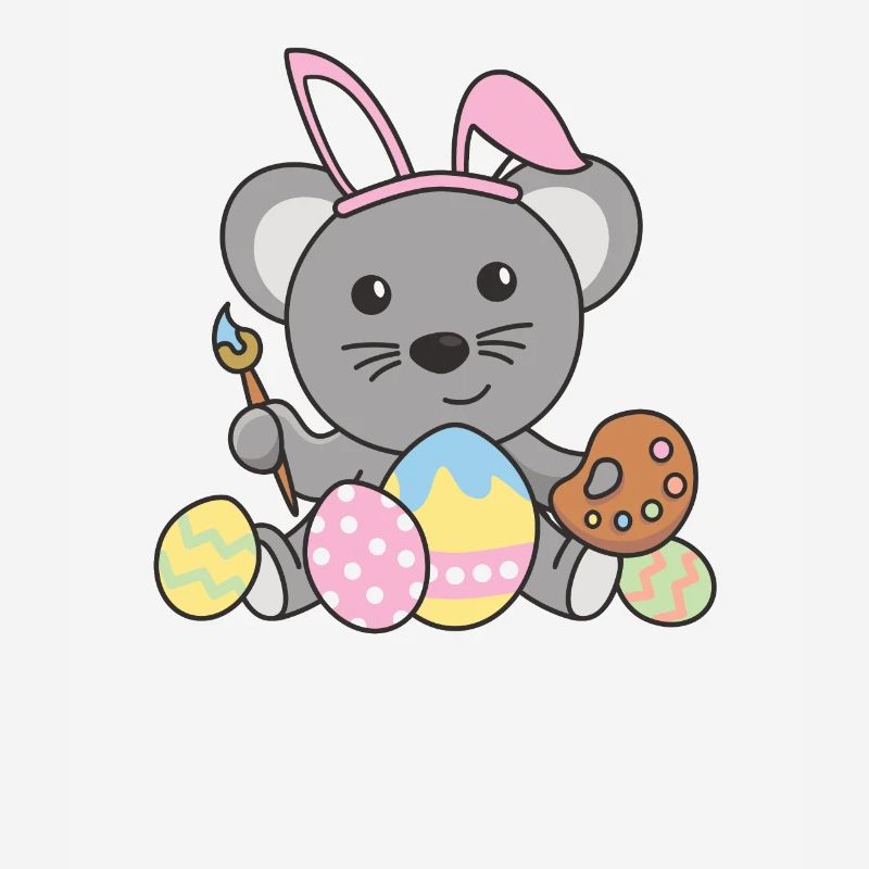 Happy Easter Cute Mouse Easter with Easter Eggs