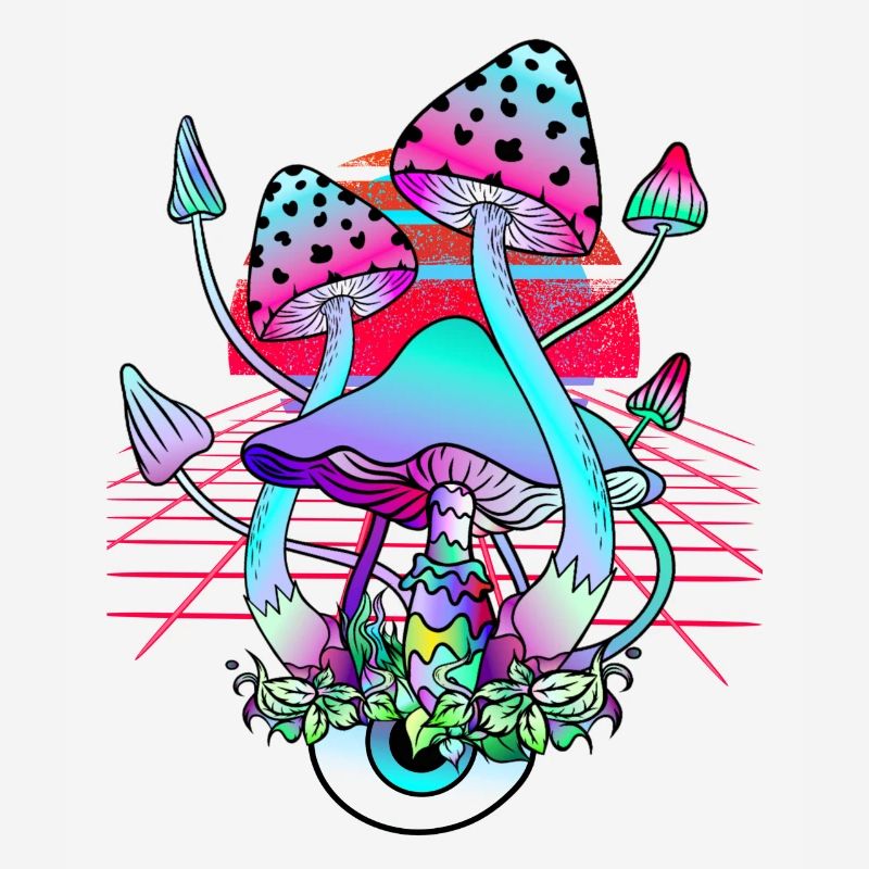 Psychedelische Pilze - Retro Wave Sunset