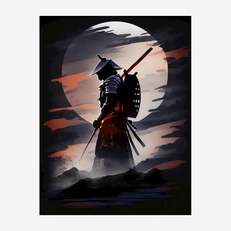 Japanese Samurai Warrior At Night