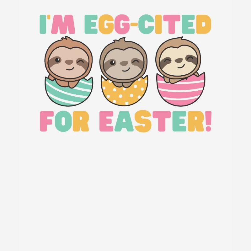 cute sloths at Easter with Easter eggs sloth