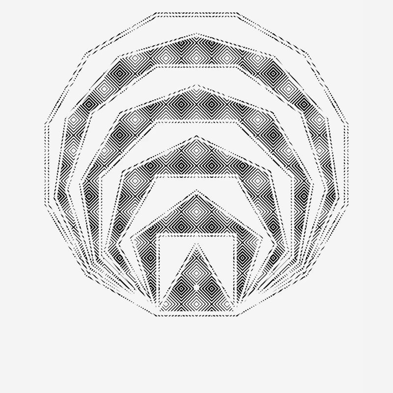 Nested Square Polygons Geometric Art Black