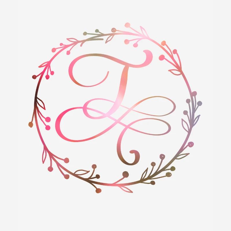 Monogram, letter T, calligraphy ornament