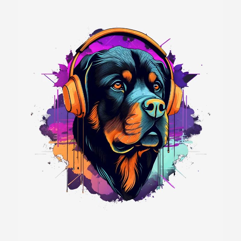 Rottweiler dans le style Synth Wave