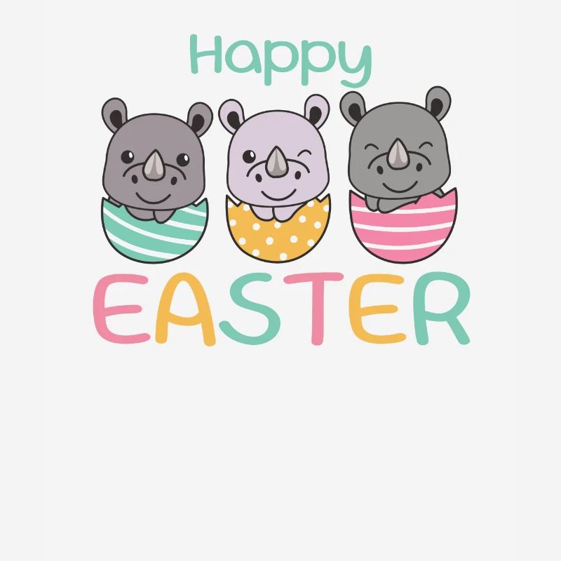 cute rhinos at Easter with Easter eggs rhino