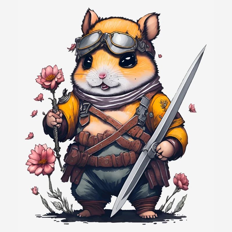 Combat de fleurs de hamster ninja