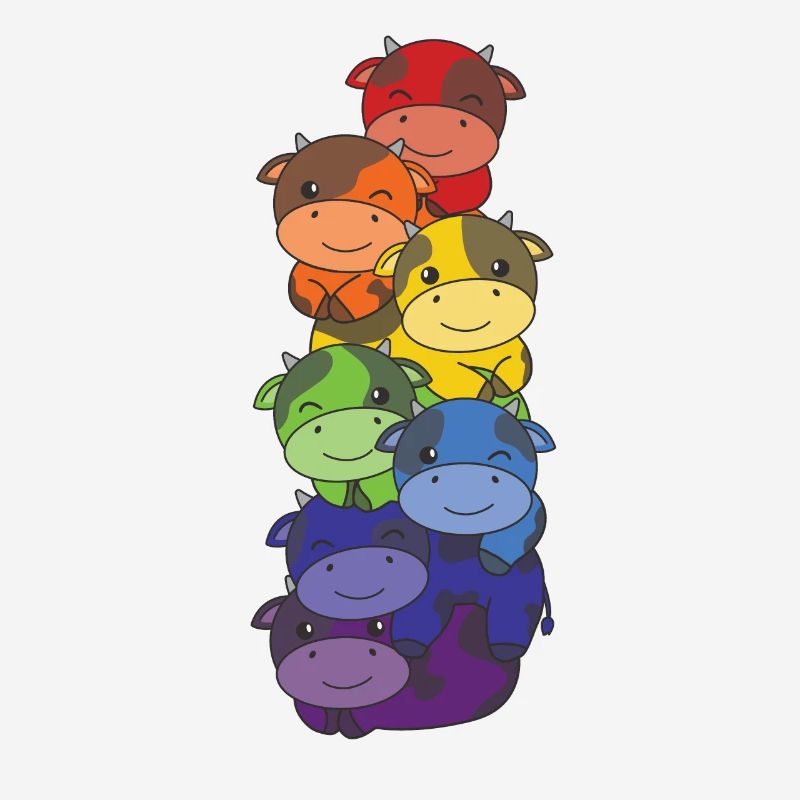 Rainbow Flag Pride LGBTQ Mignon Cow Stack