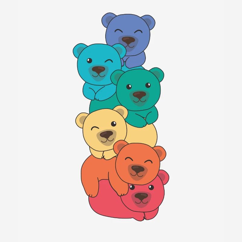 Rainbow Flag Pride LGBTQ Cute Bear Stack