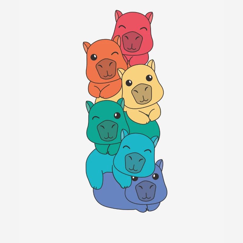 Rainbow Flag Pride LGBTQ Mignon Capybara Stack