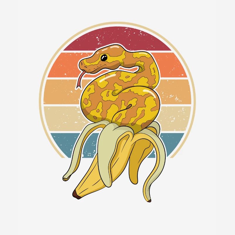 Retro Schlange Schuppenkriechtiere Python Banana