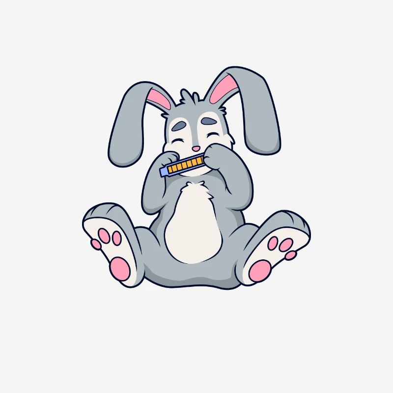 Rabbit plays harmonica