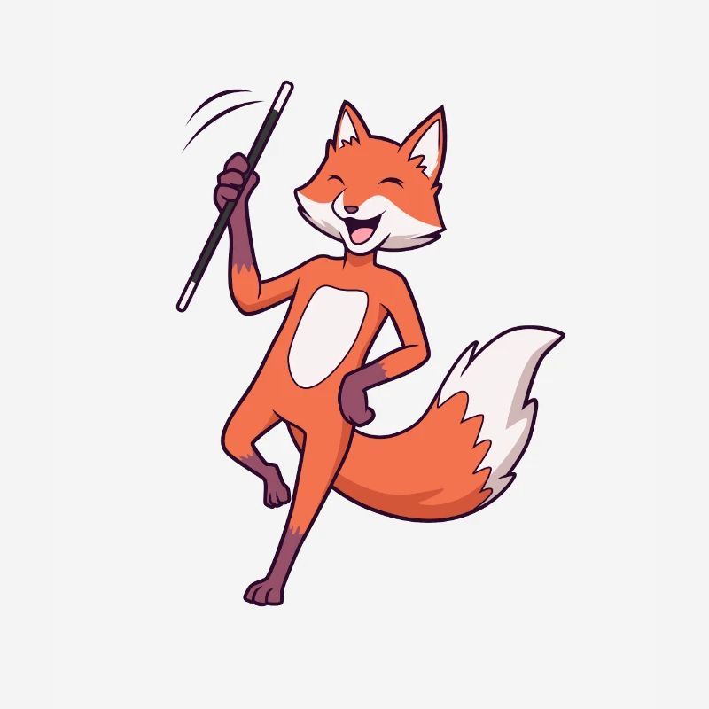 Comic fox twirling