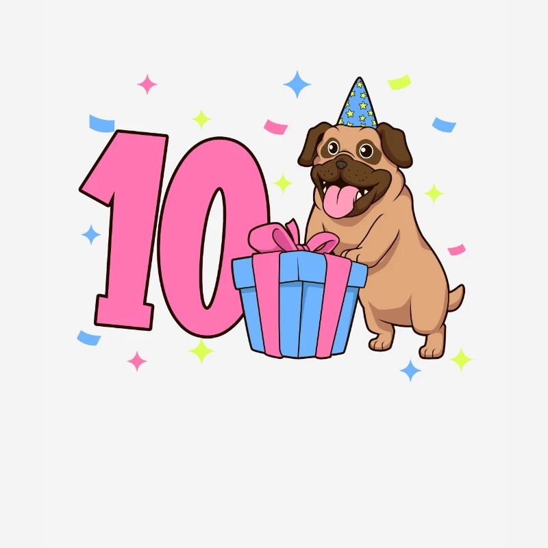 Mit Mops - Mädchen Geburtstag 10 Jahre