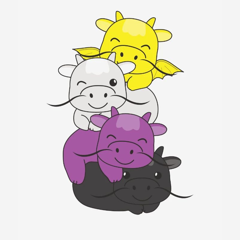 Nonbinary Flag Pride LGBTQ Cute Dragon Stack