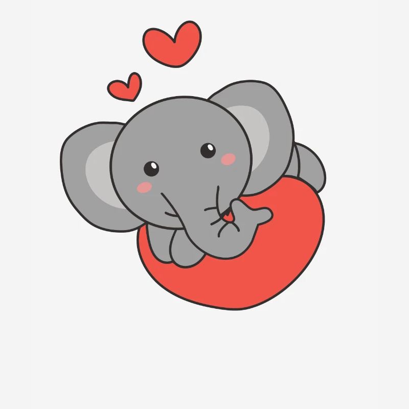 Eléphant pour la Saint-Valentin mignons animaux coeurs