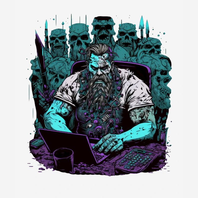 Admin Wiking programmiert Computer